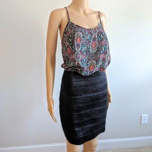 SALE!! Express black metallic rubber pencil skirt